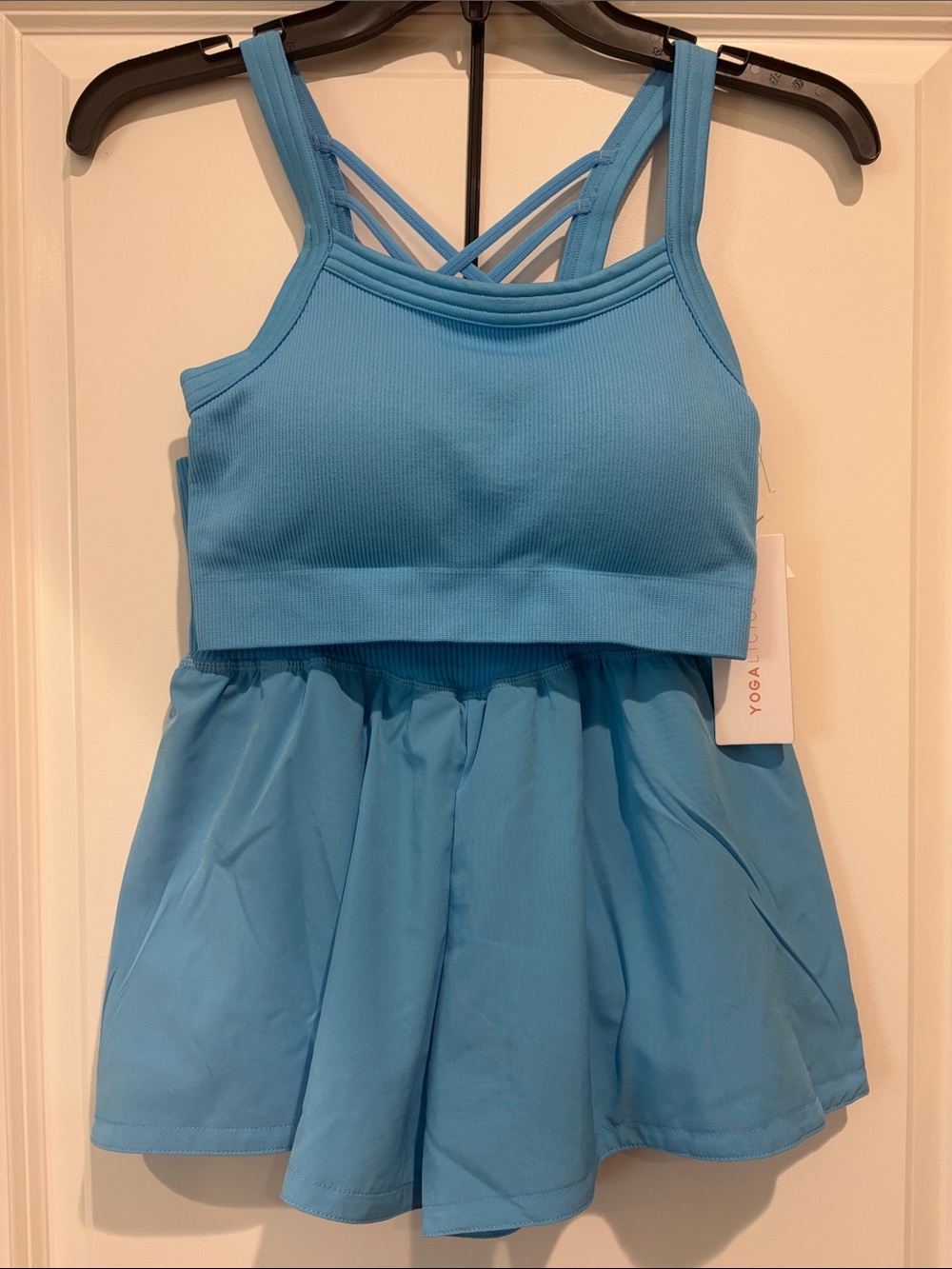 NWT Yogalicious Bonnie Blue Rib Seamless Claire Bra & Lightstreme Lyra Short, S
